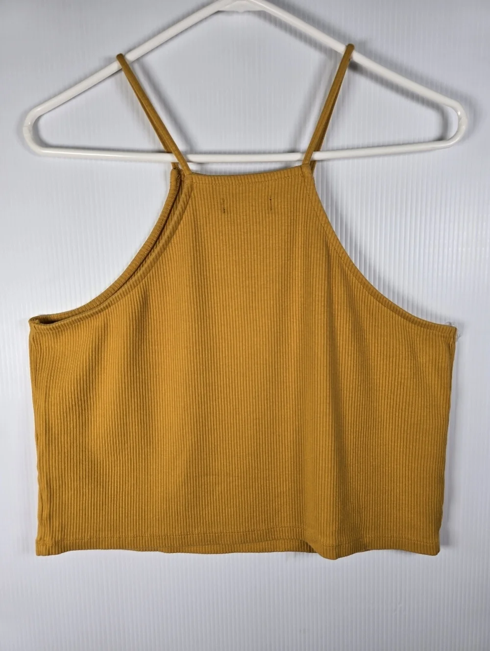 J. Crew Ribbed Halter Crop Top in Mustard  Size XL Summer Festival Boho Vacation